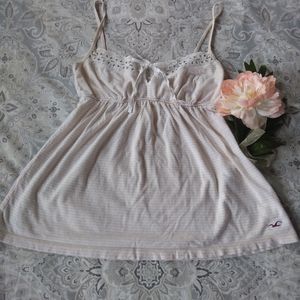Hollister knit cami- lacy edge and pale stripes